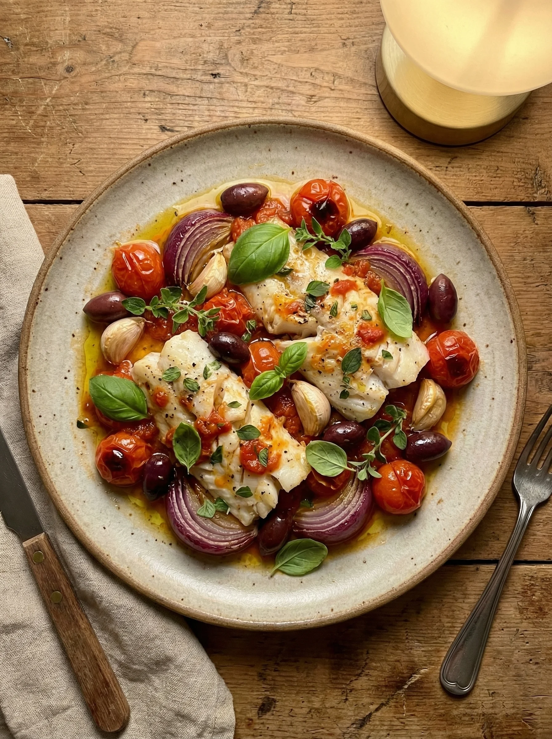 Mediterranean Baked Fish with Tomatoes