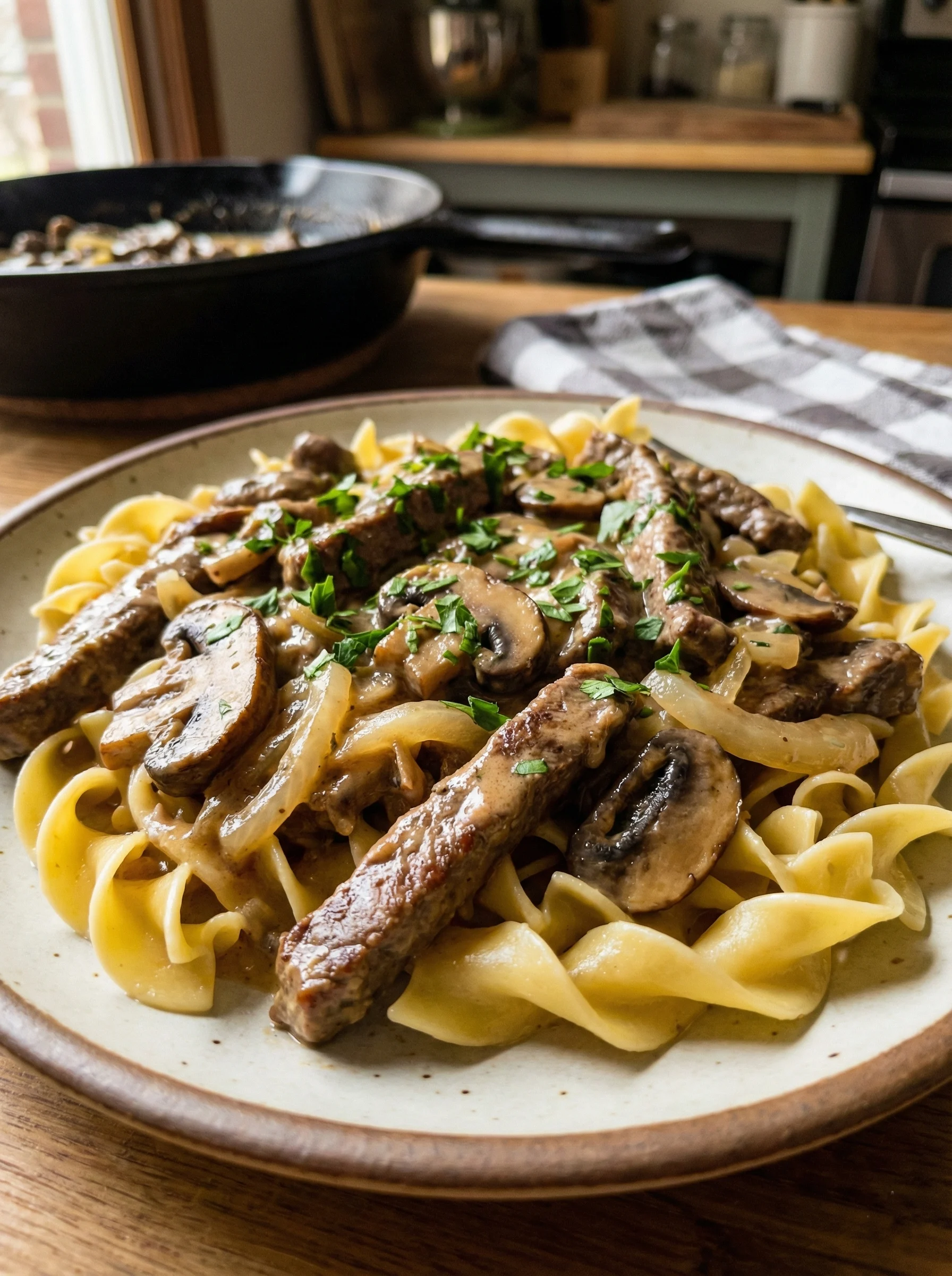 Creamy Beef Stroganoff with Egg Noodles