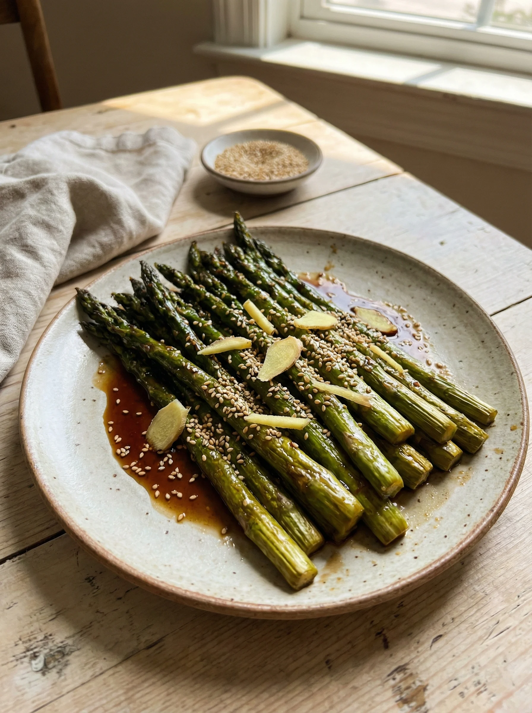 Sesame Roasted Asparagus with Ginger