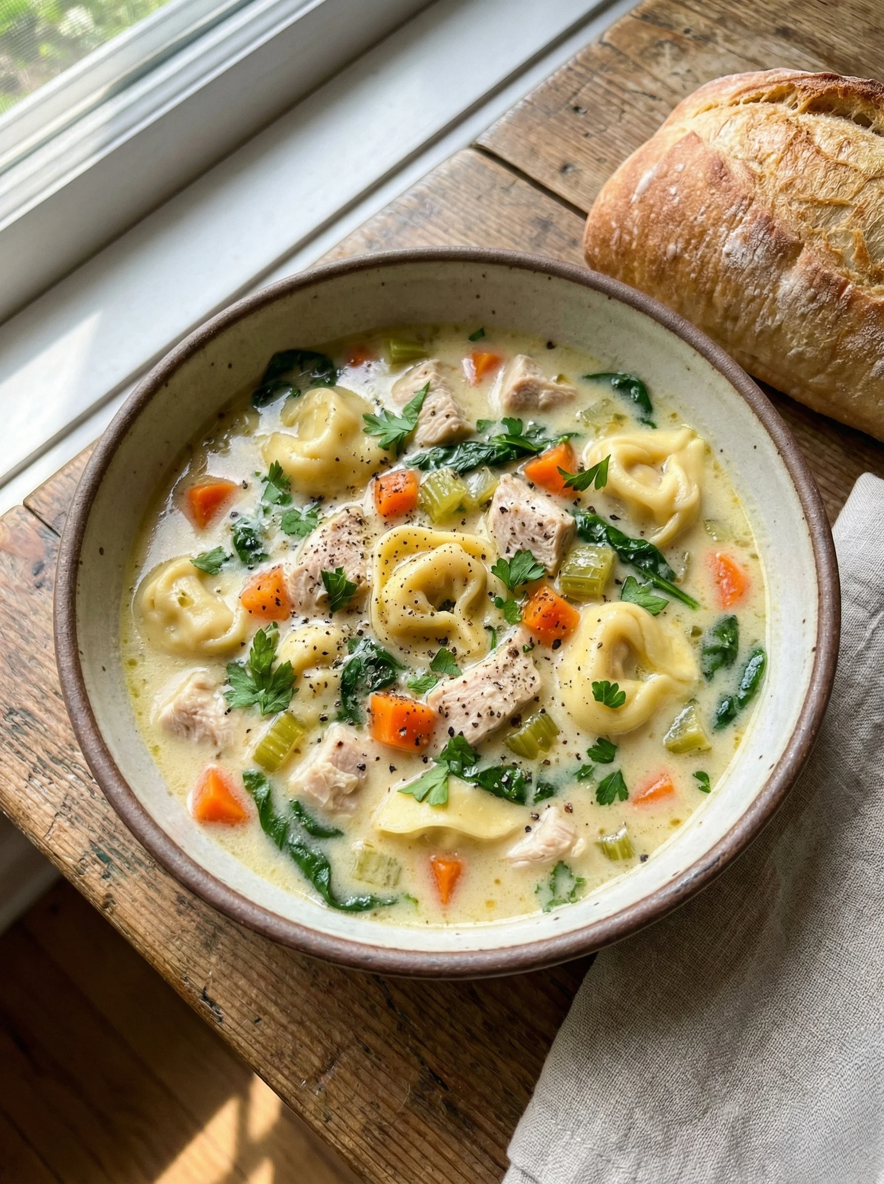 Creamy Chicken and Tortellini Soup