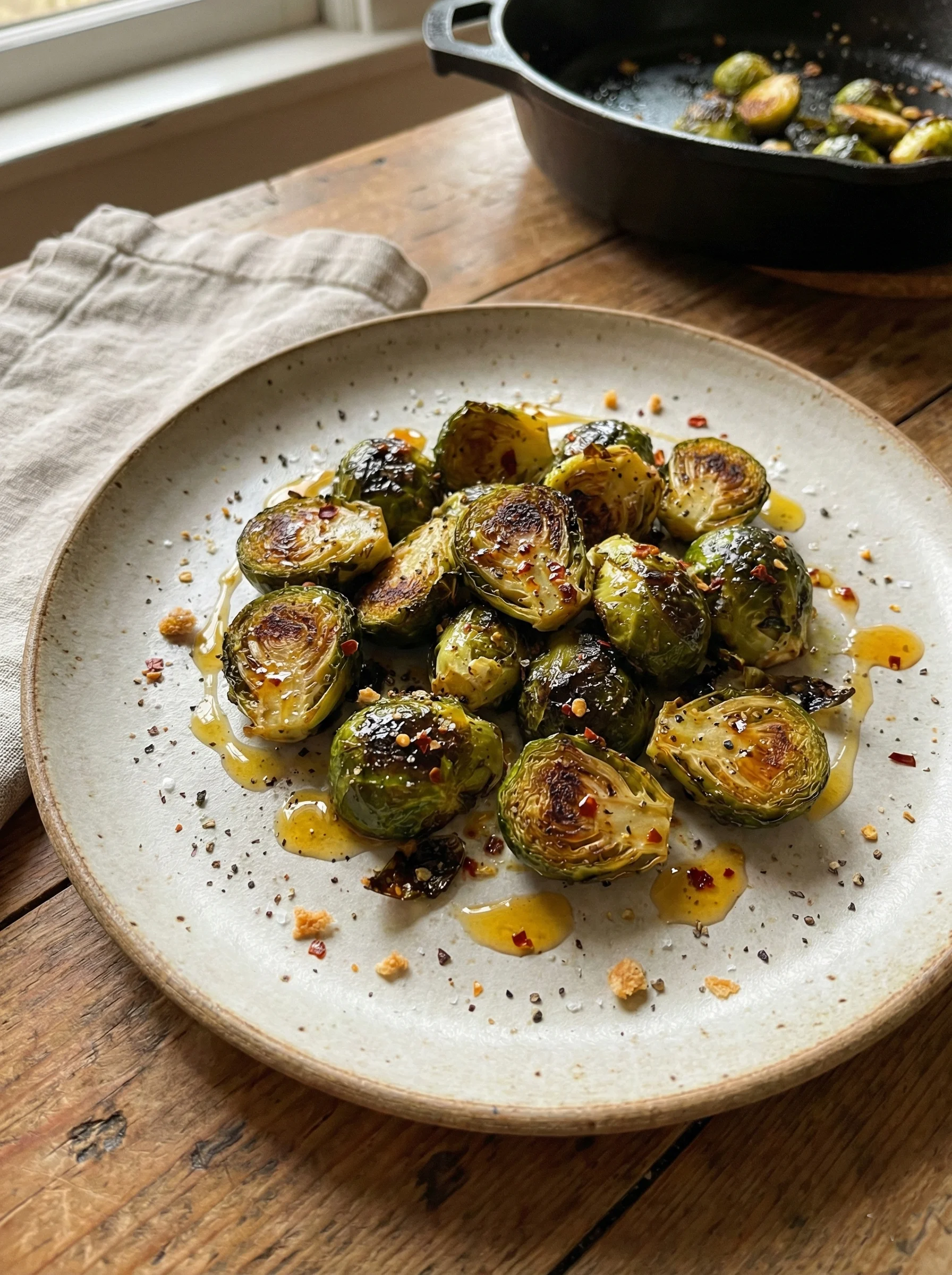 Roasted Brussels Sprouts with Hot Honey