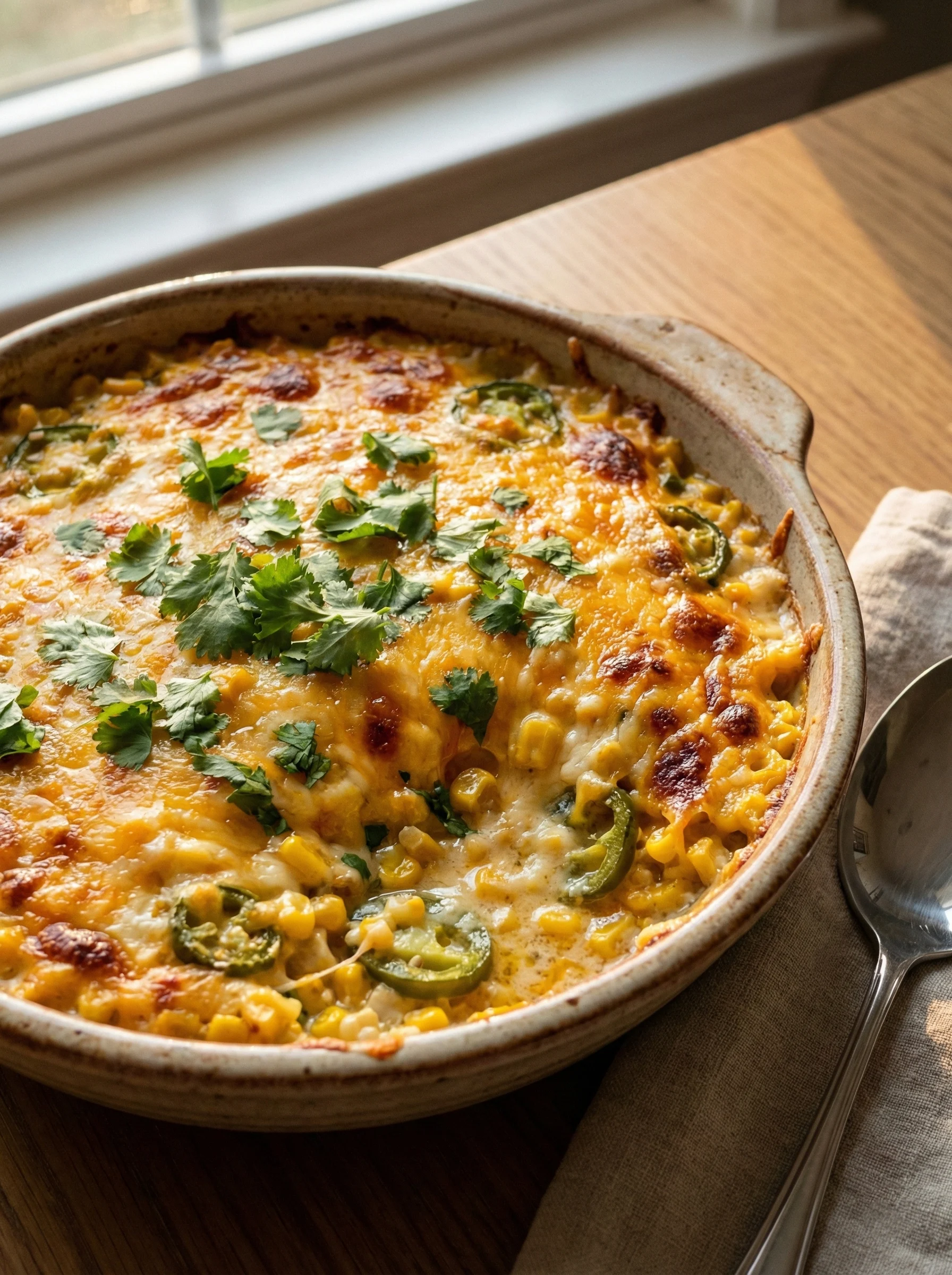 Cheesy Corn and Jalapeño Bake