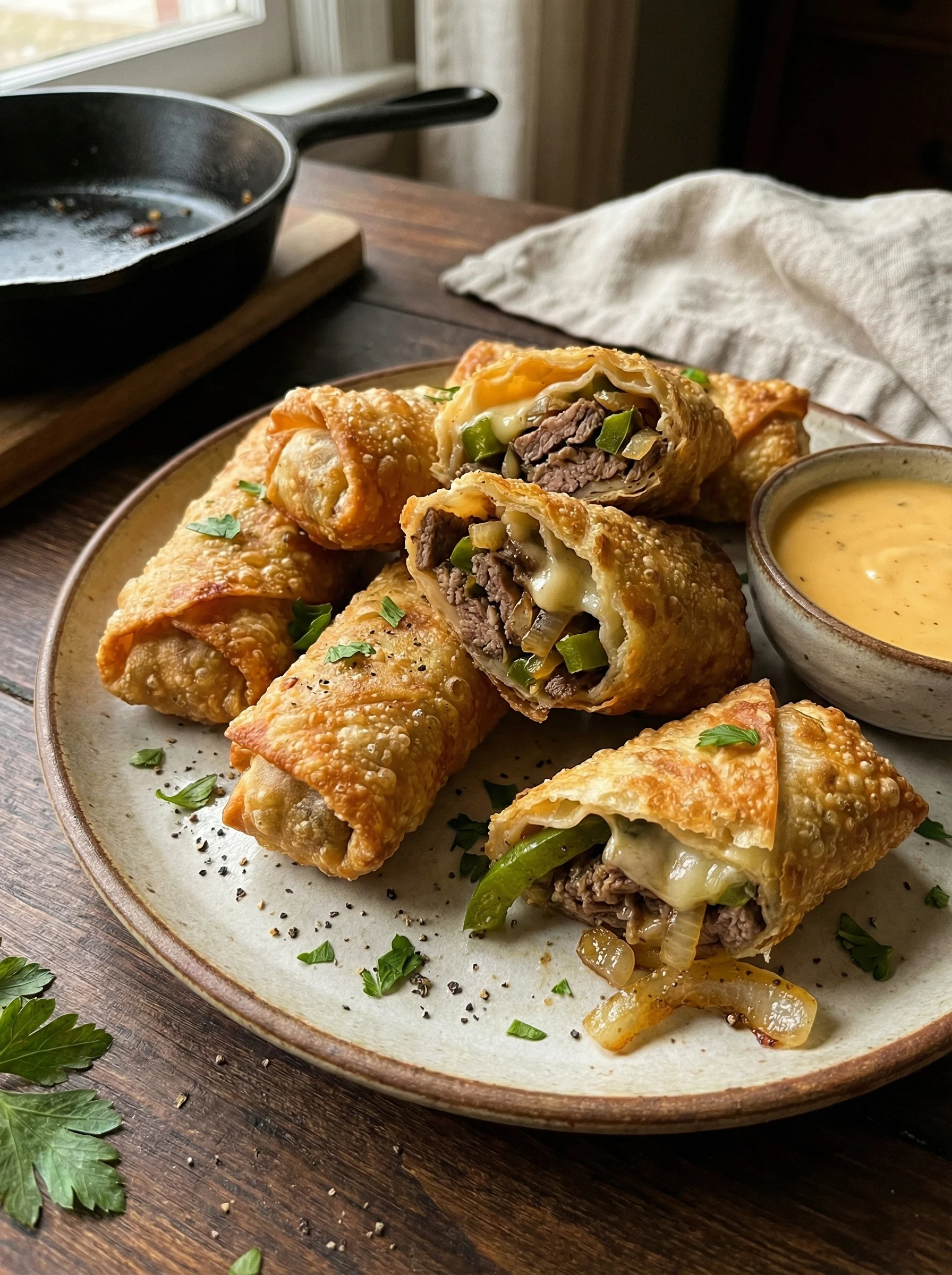 Philly Cheesesteak Egg Rolls