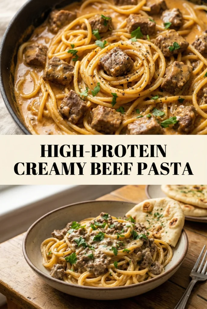 High-Protein Creamy Beef Pasta