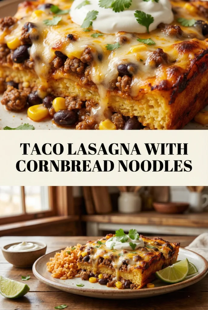 Taco Lasagna with Cornbread Noodles