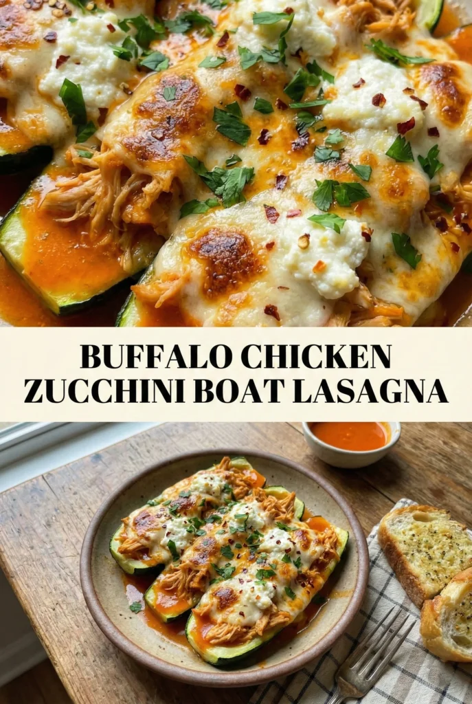 Buffalo Chicken Zucchini Boat Lasagna