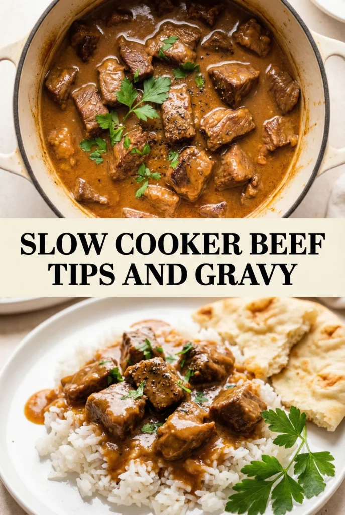 Slow Cooker Beef Tips and Gravy