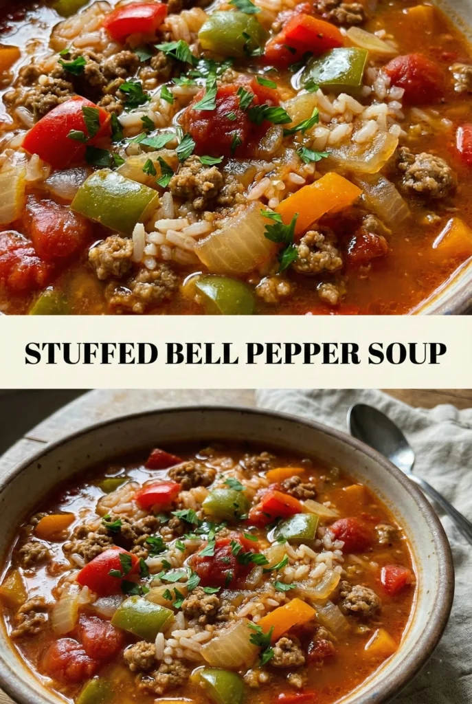 Stuffed Bell Pepper Soup with Ground Turkey