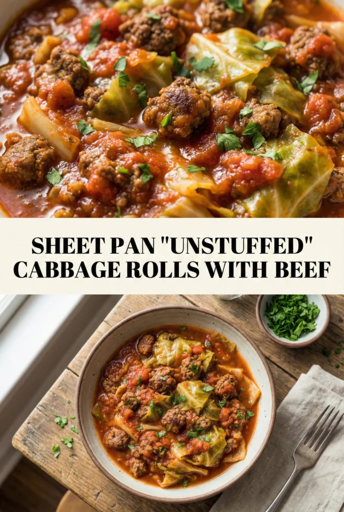 Sheet Pan "Unstuffed" Cabbage Rolls with Beef