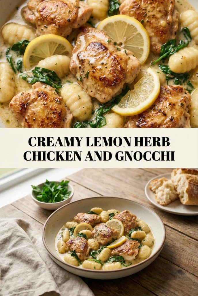 One-Pan Creamy Lemon Herb Chicken and Gnocchi