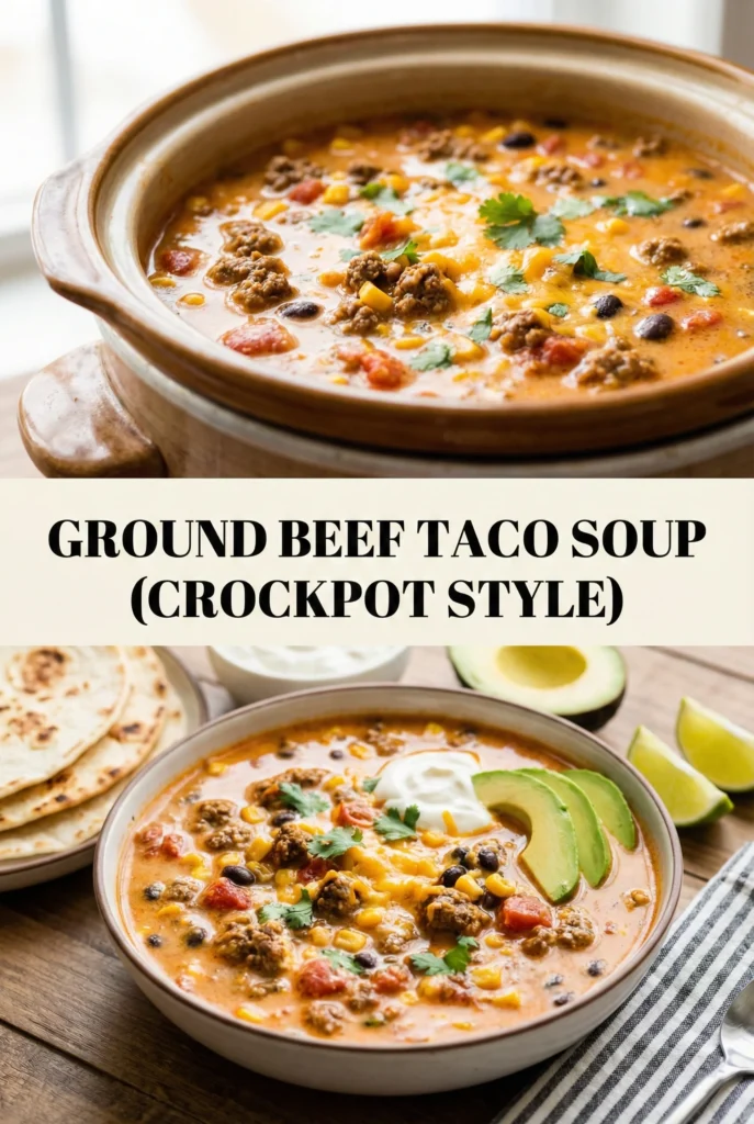 Ground Beef Taco Soup (Crockpot Style)