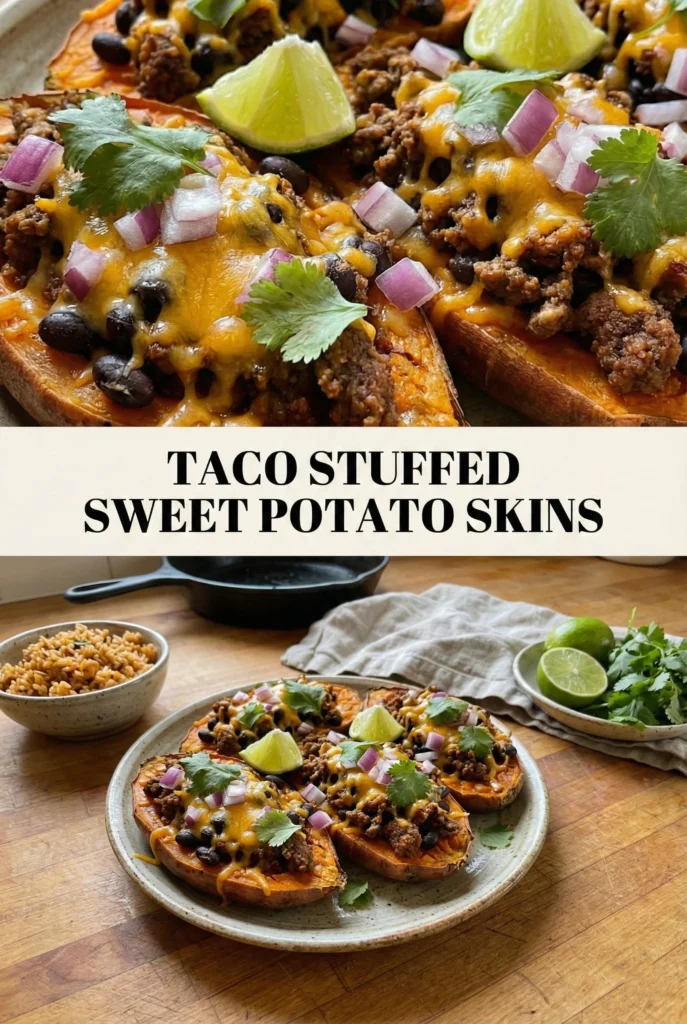Taco Stuffed Sweet Potato Skins