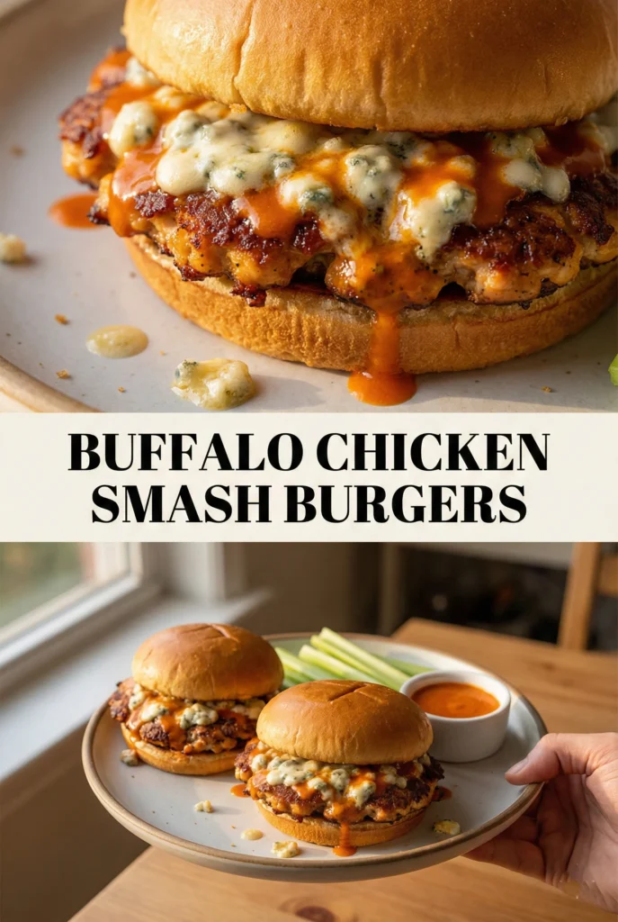 Buffalo Chicken Smash Burgers