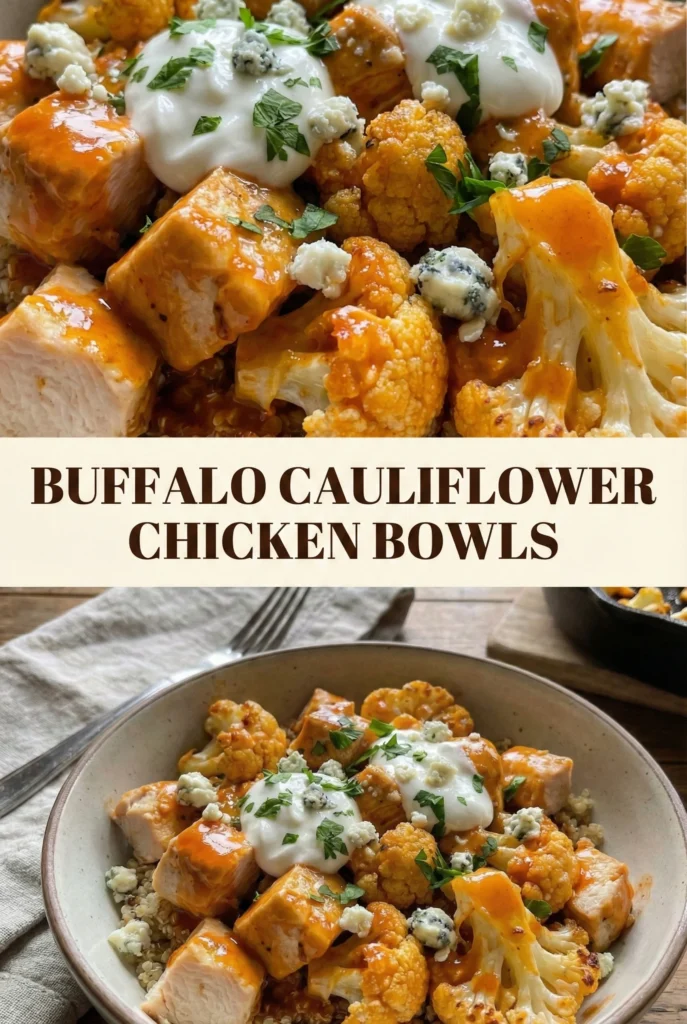 Buffalo Cauliflower Chicken Bowls