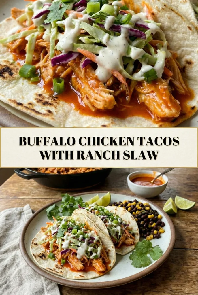 Buffalo Chicken Tacos with Ranch Slaw