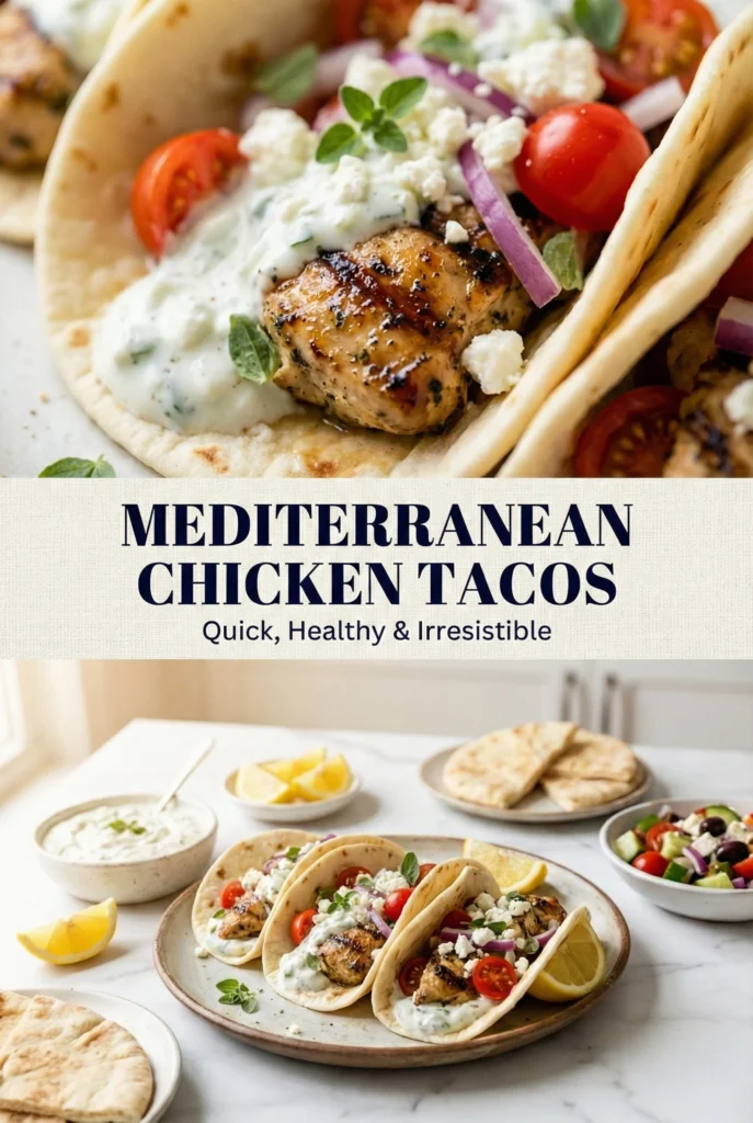 Mediterranean Chicken Tacos with Feta and Tzatziki
