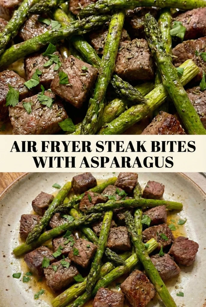 Air Fryer Steak Bites with Asparagus