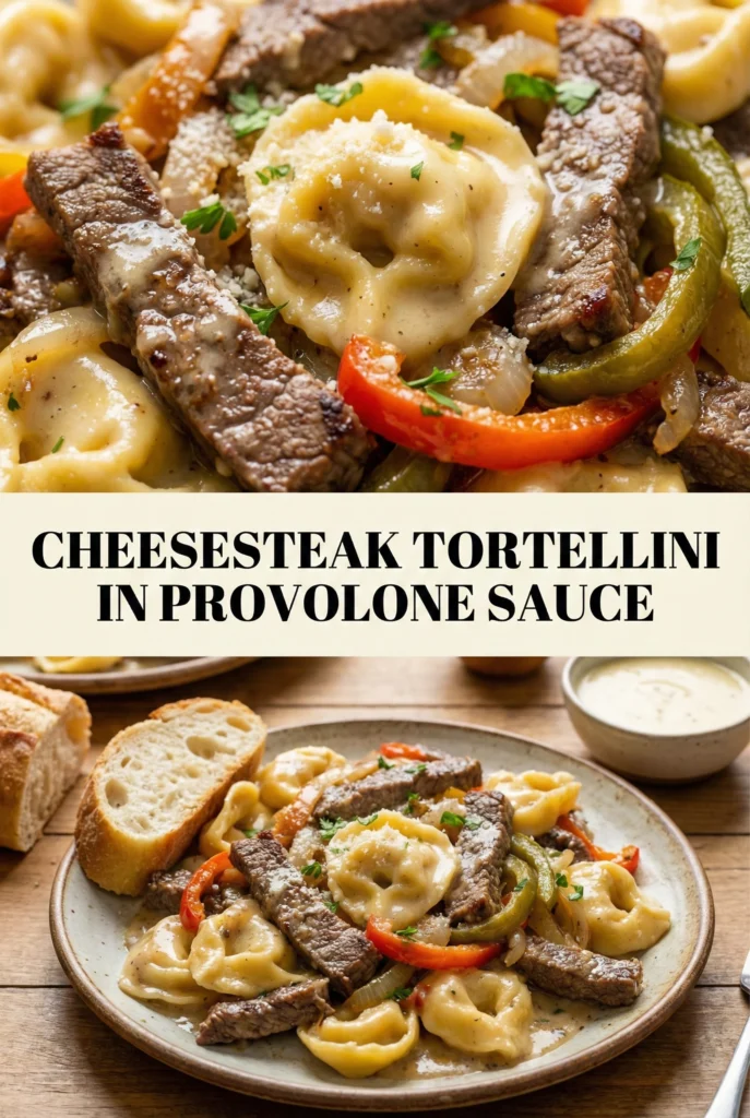 Cheesesteak Tortellini in Provolone Sauce