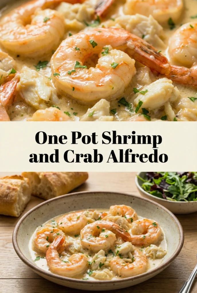 One Pot Shrimp and Crab Alfredo