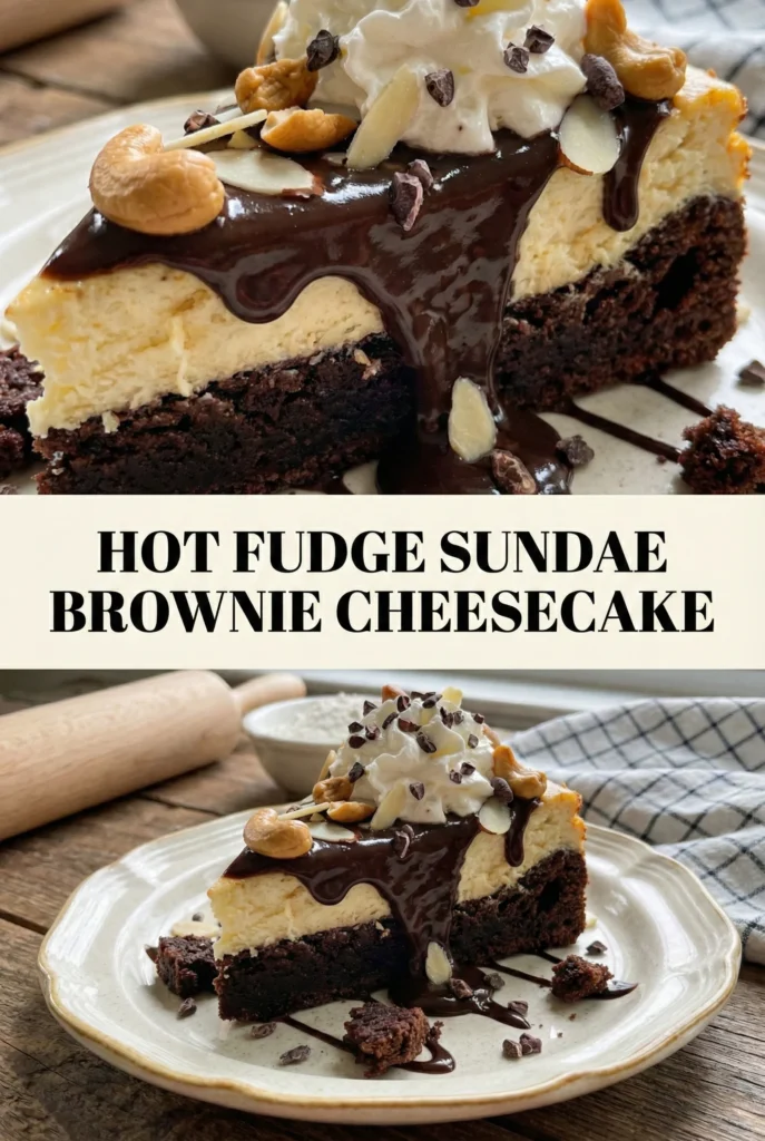 Hot Fudge Sundae Brownie Cheesecake