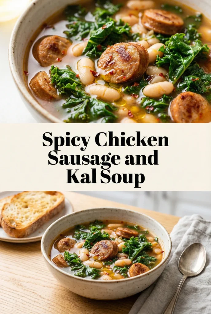 Spicy Chicken Sausage and Kale Soup