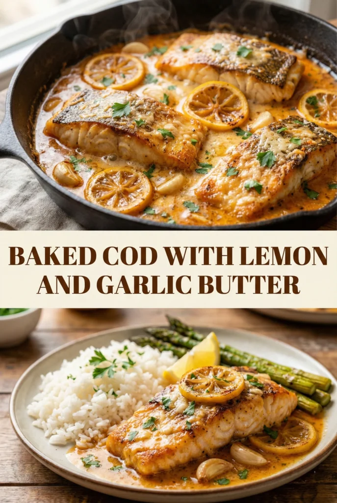 Baked Cod with Lemon and Garlic Butter