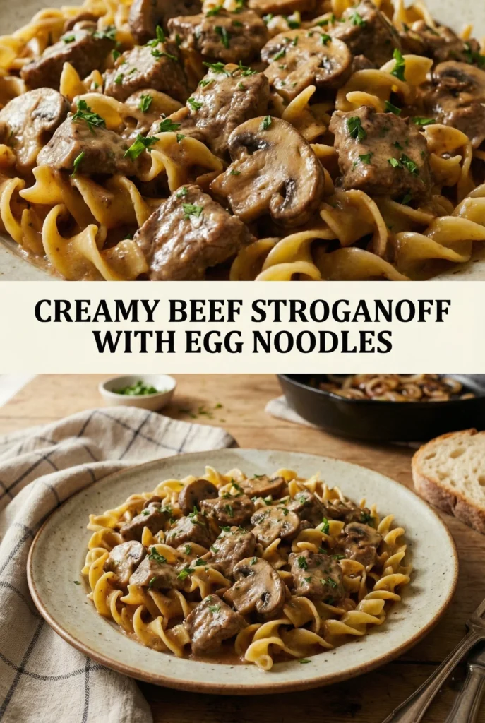 Creamy Beef Stroganoff with Egg Noodles