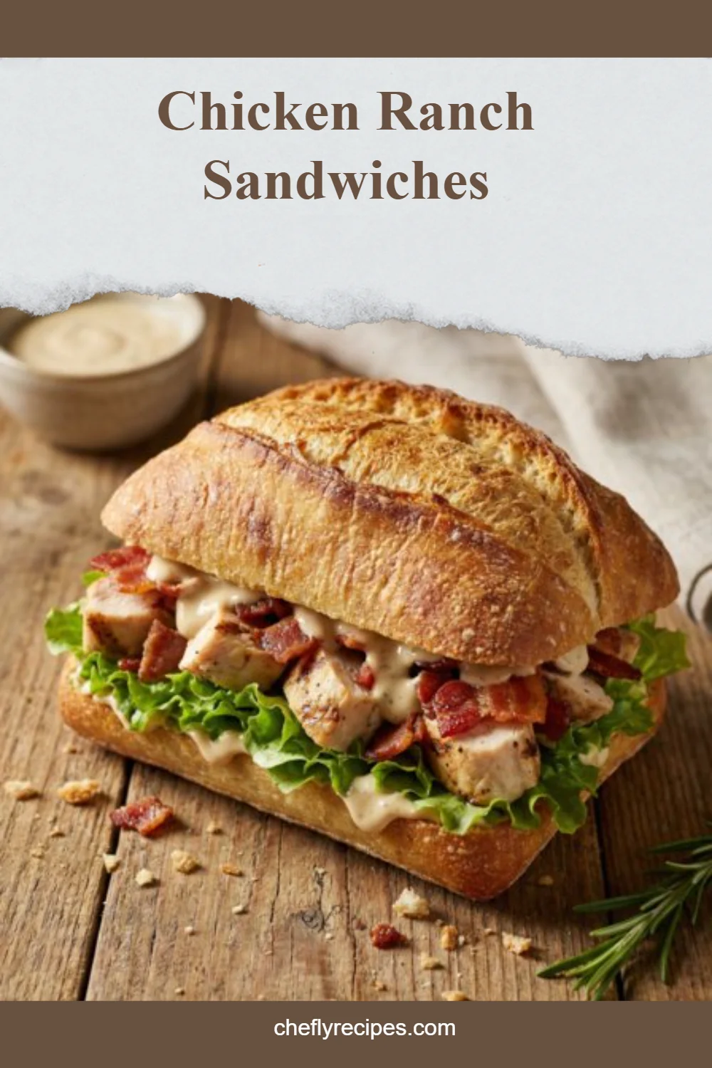 Delicious Chicken Ranch Sandwich on a plate with fresh toppings
