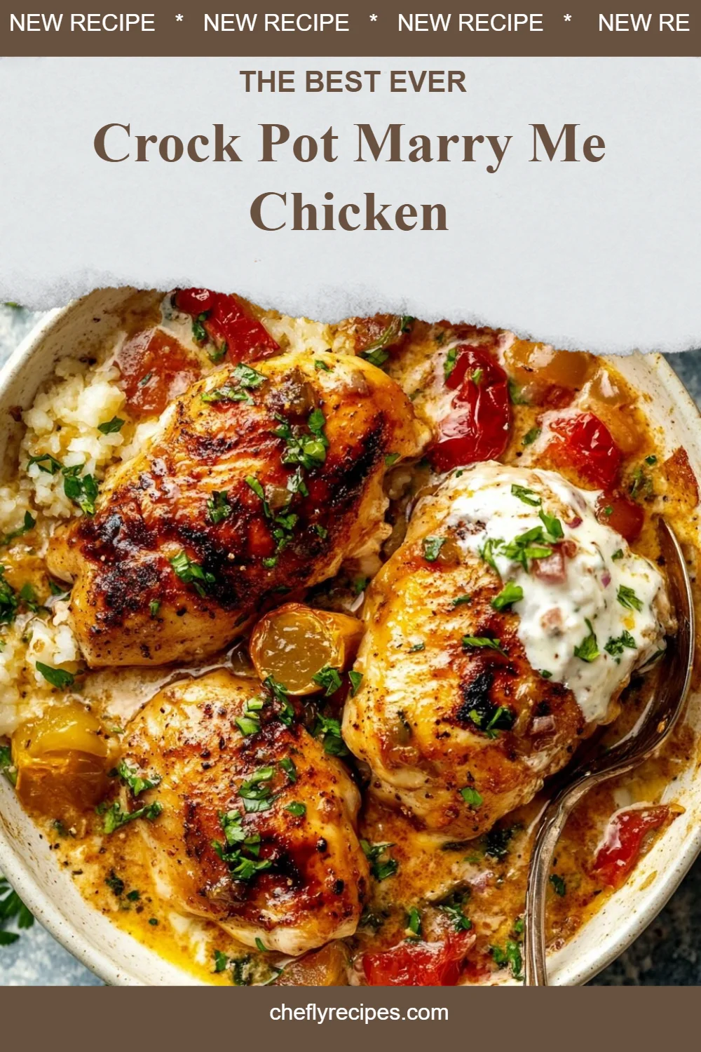 Delicious Crock Pot Marry Me Chicken served with herbs and creamy sauce