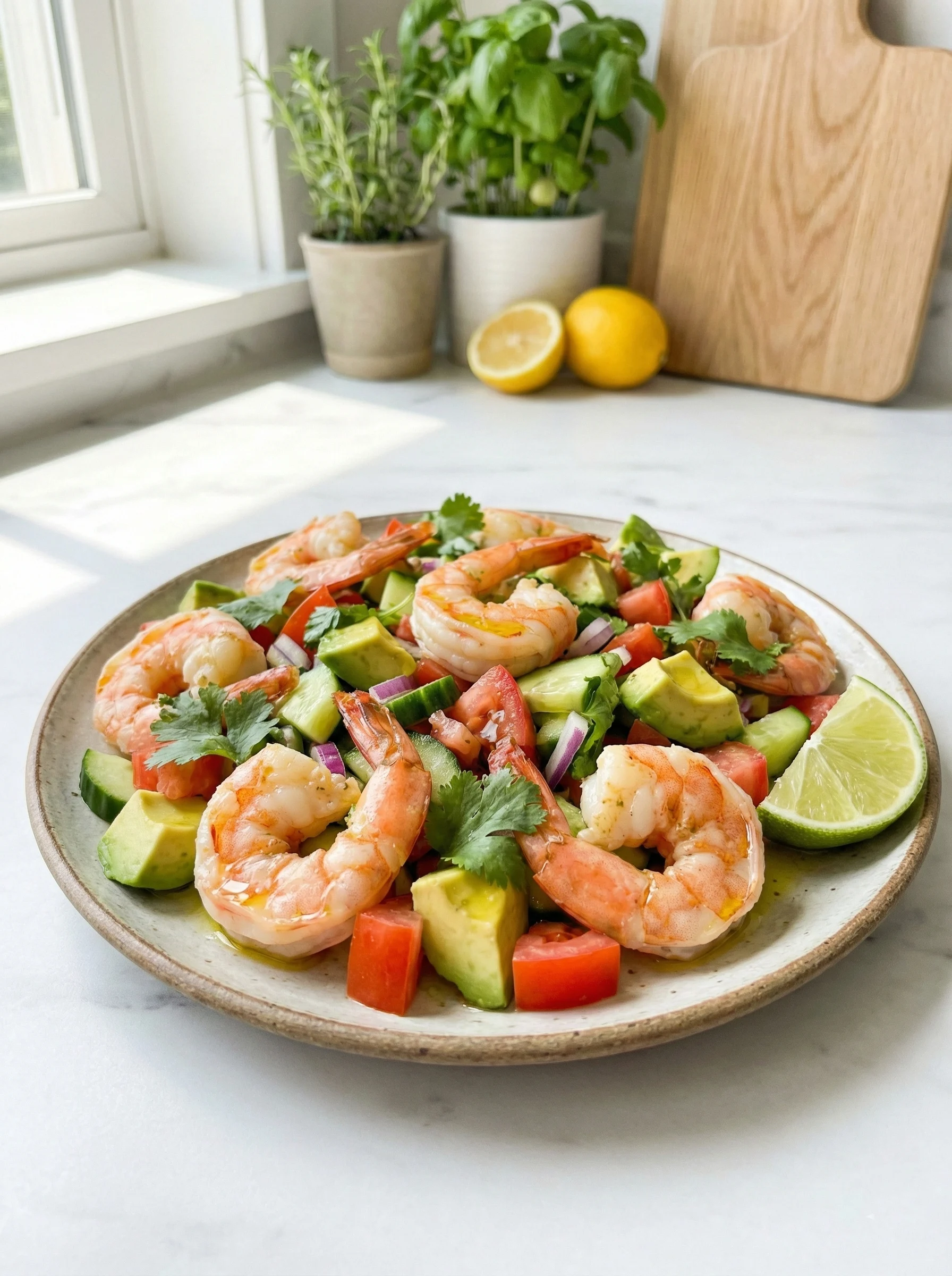 Healthy Avocado Salsa Shrimp Salad