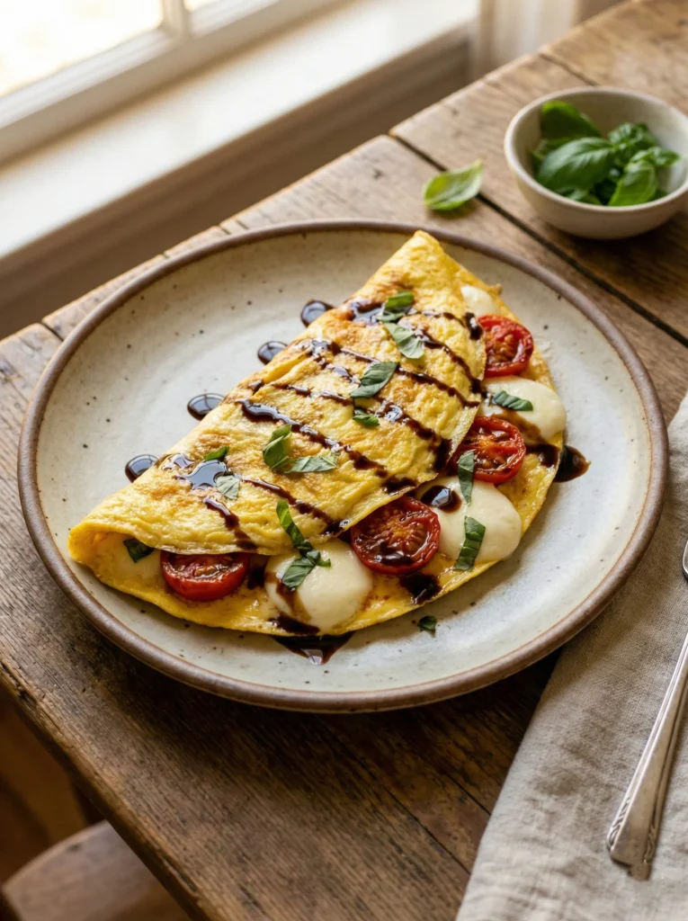 Caprese Omelette with Balsamic Glaze
