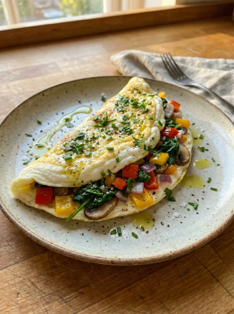 Fluffy Egg White & Veggie Omelette