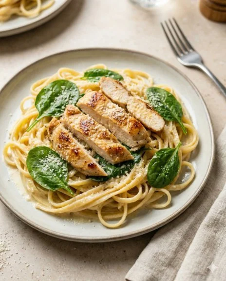 Healthy Garlic Parmesan Chicken Pasta