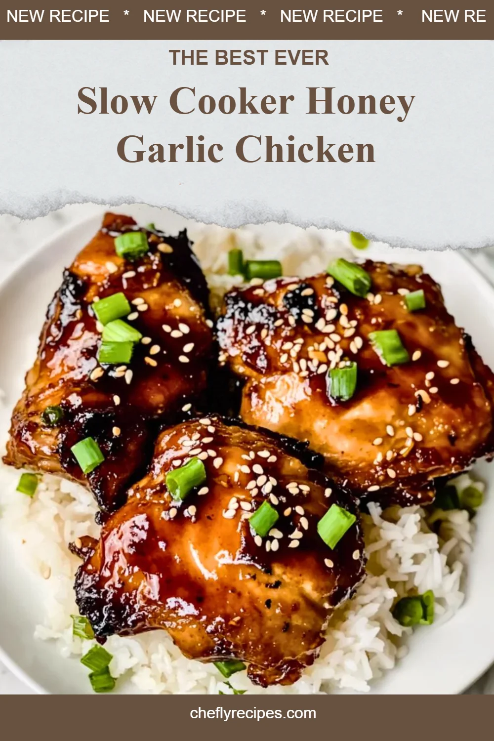 Slow Cooker Honey Garlic Chicken dish garnished with green onions