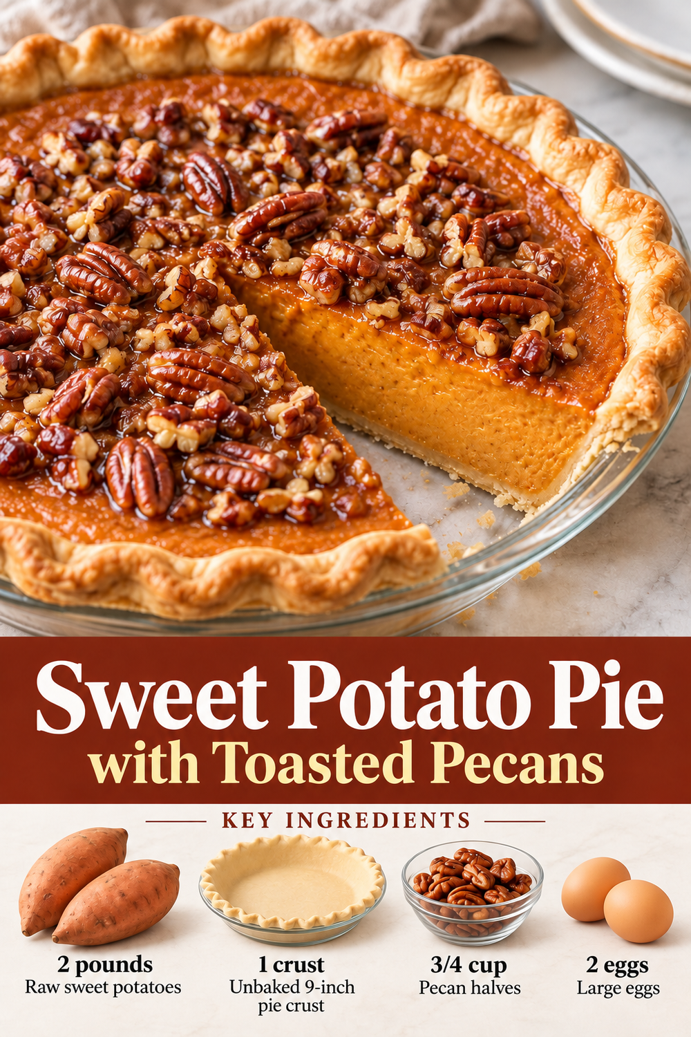 Portrait sweet-potato pie with toasted pecans graphic