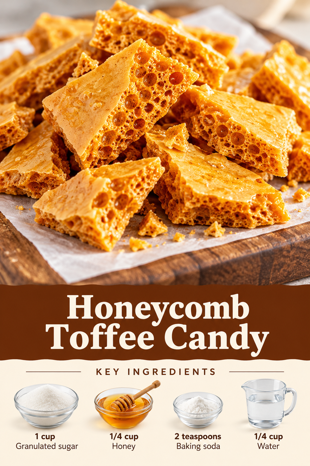 Portrait plain honeycomb toffee candy graphic