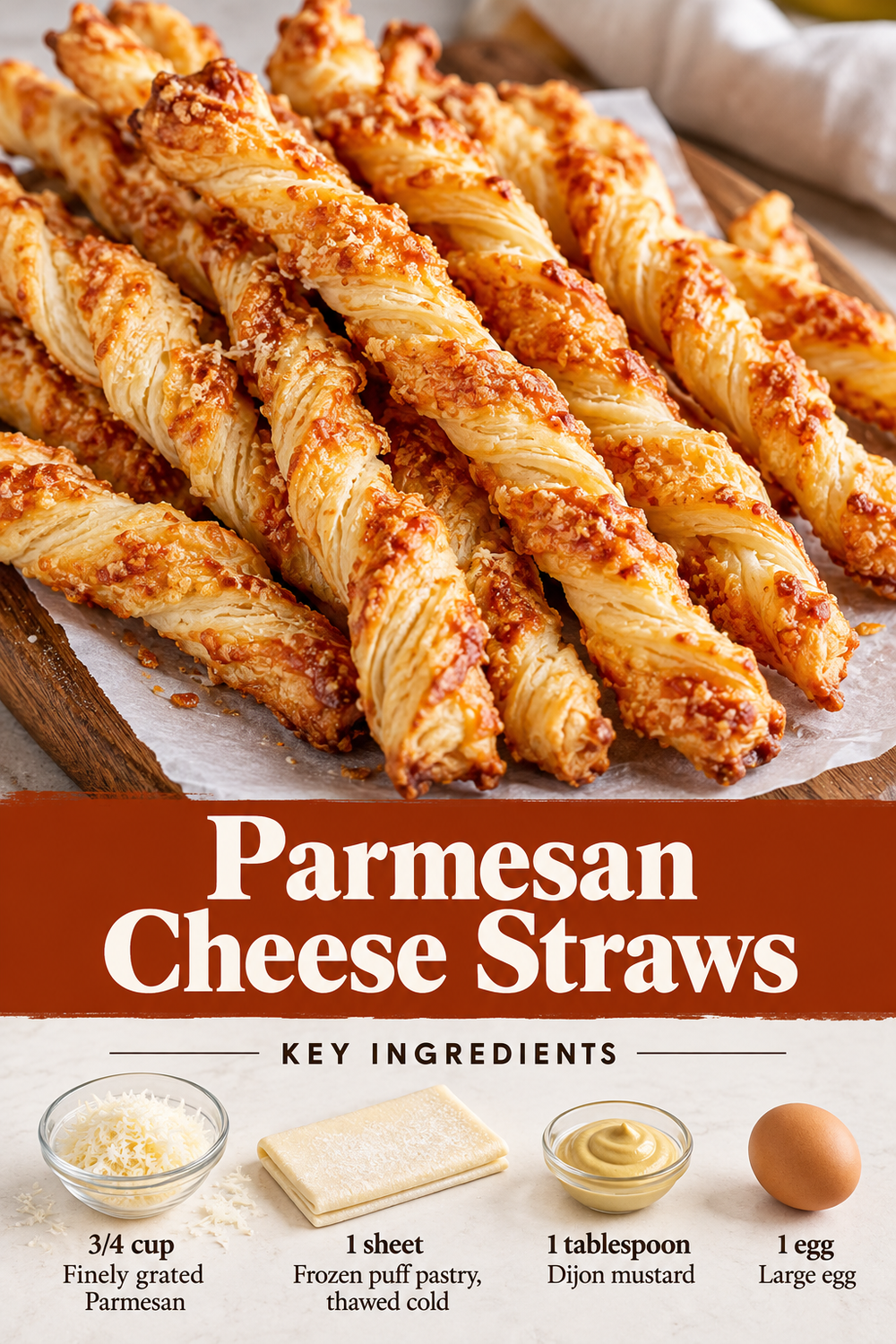 Portrait Parmesan cheese straw appetizer graphic