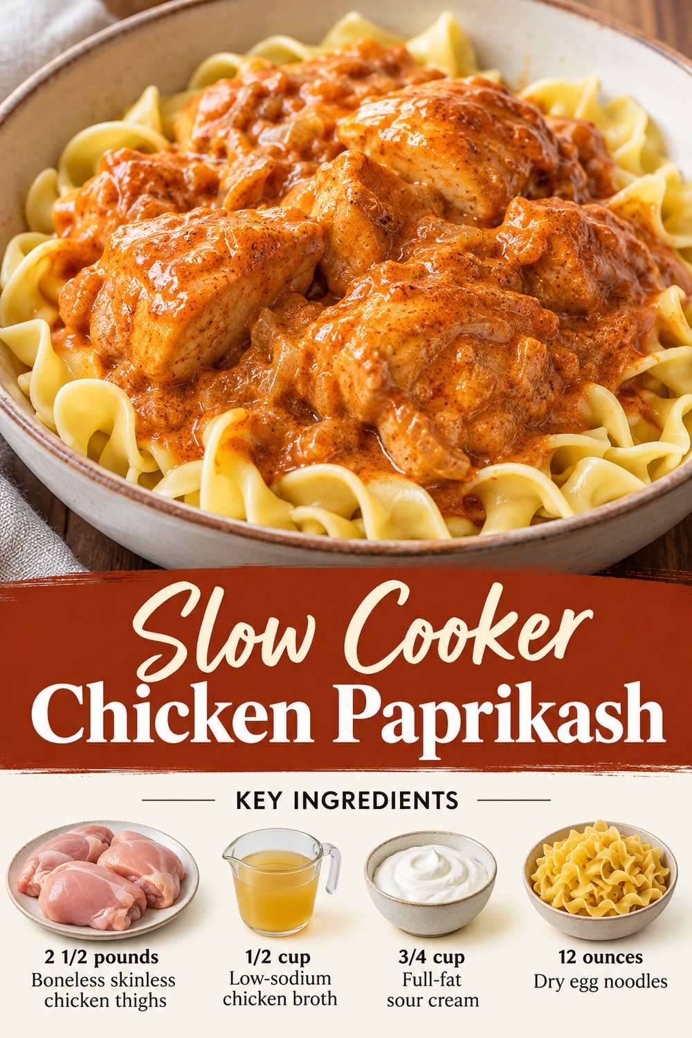 Portrait slow cooker chicken paprikash graphic