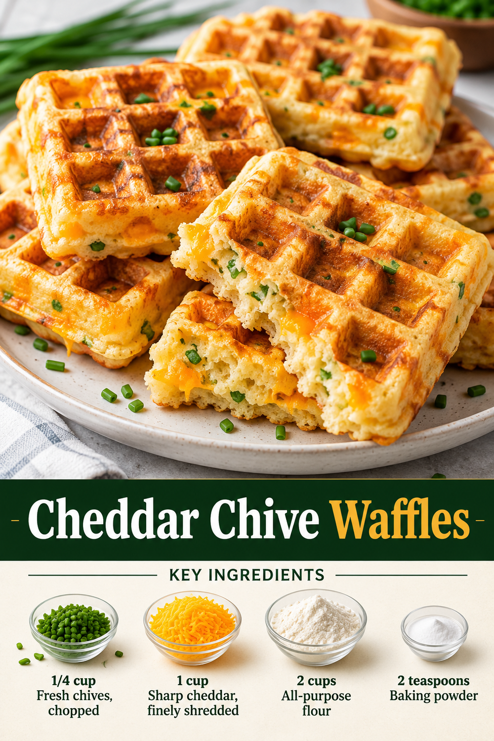 Portrait savory cheddar chive waffle graphic