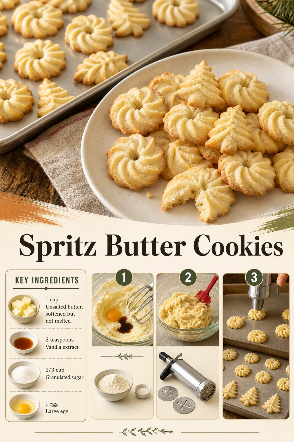 Portrait tray of cookie-press butter spritz with exact title
