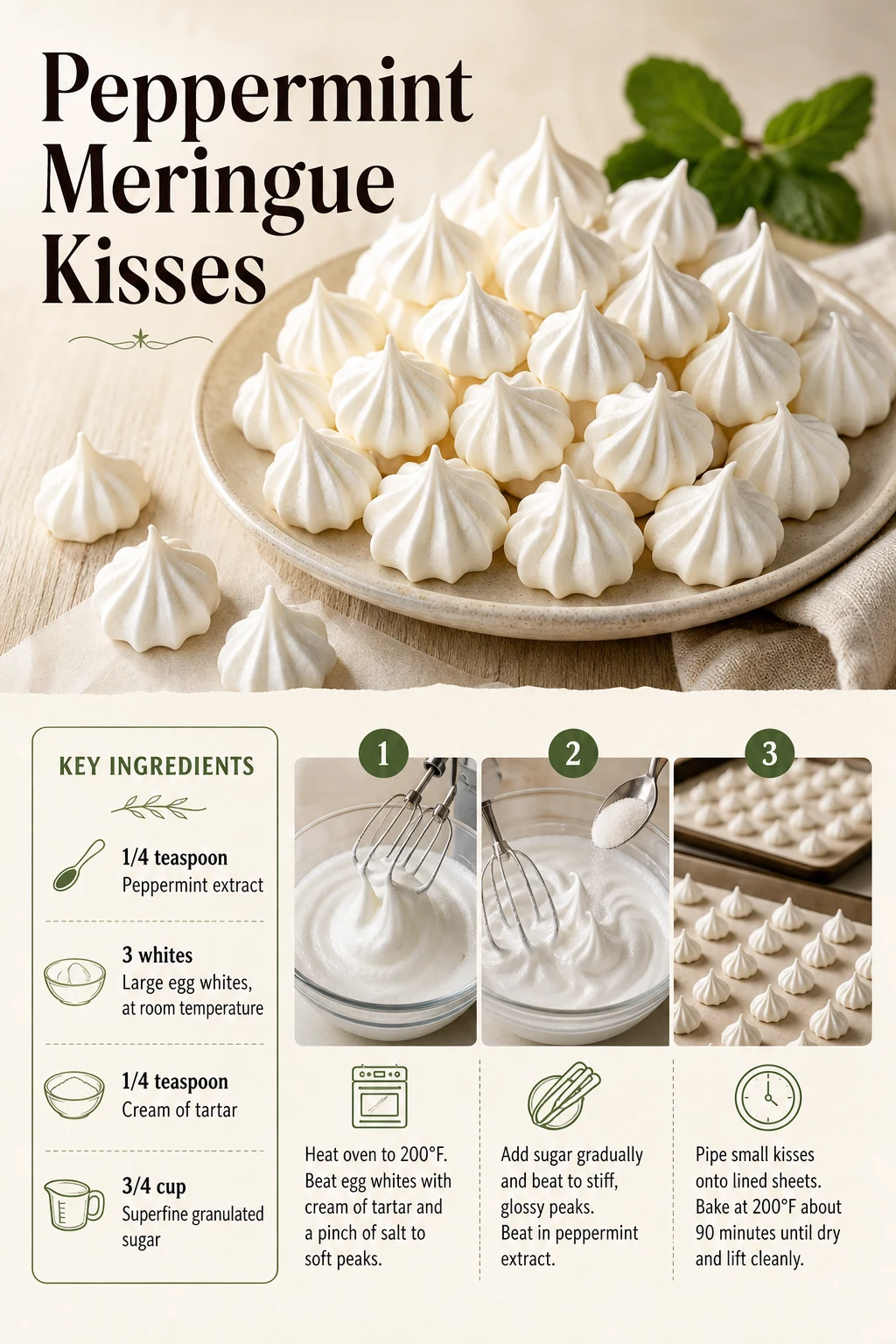Portrait white peppermint meringue-kiss cookie graphic