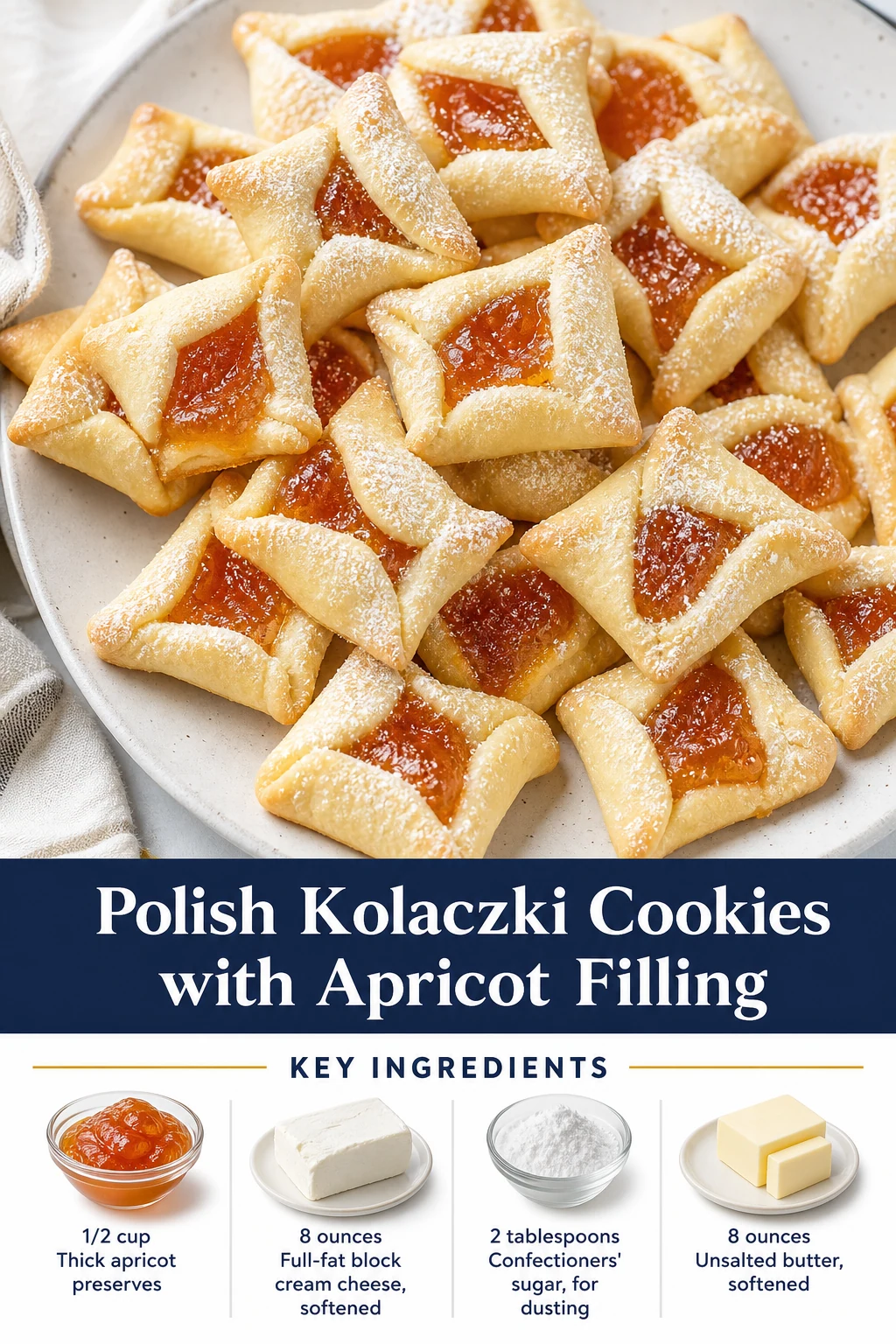 Portrait Polish apricot kolaczki cookie graphic