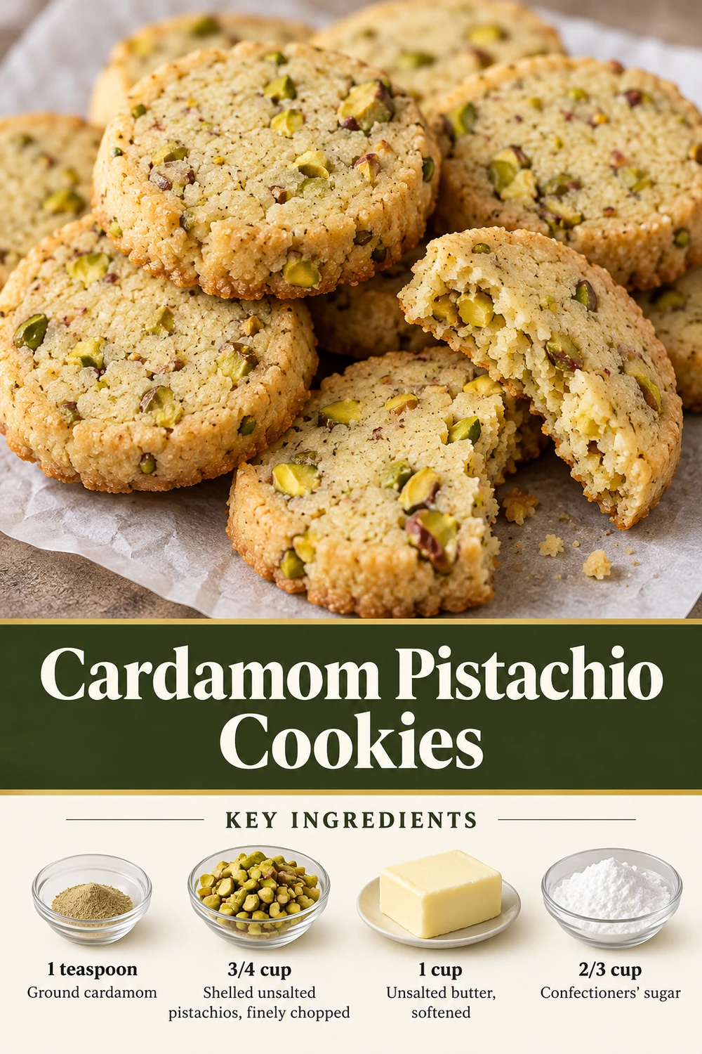 Portrait cardamom pistachio cookie graphic