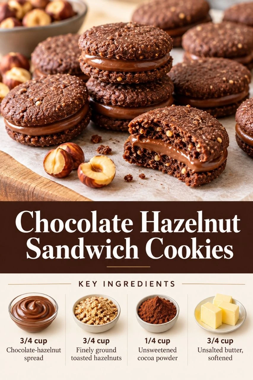 Portrait graphic for chocolate hazelnut sandwich cookies