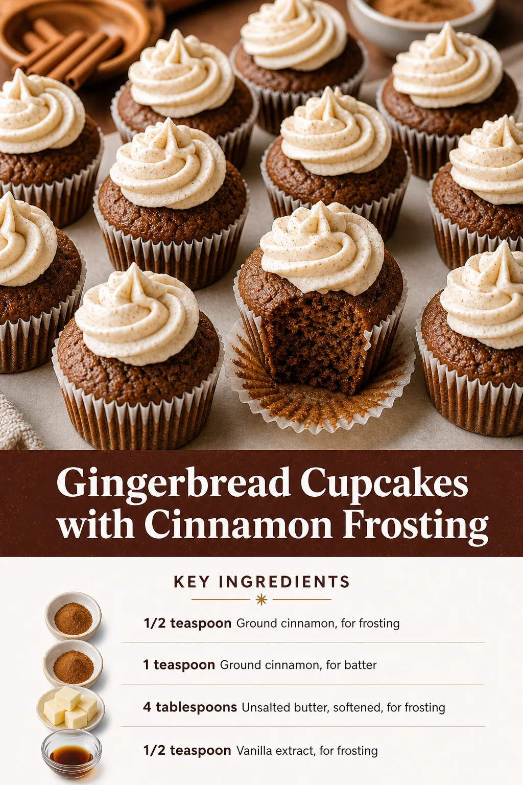 Portrait gingerbread cupcake cinnamon frosting graphic