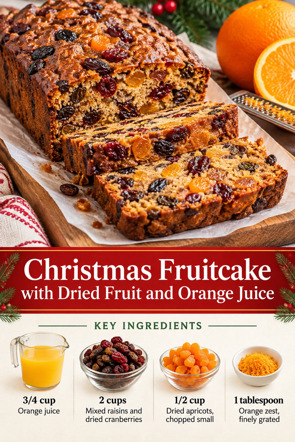 Portrait orange-juice Christmas fruitcake graphic