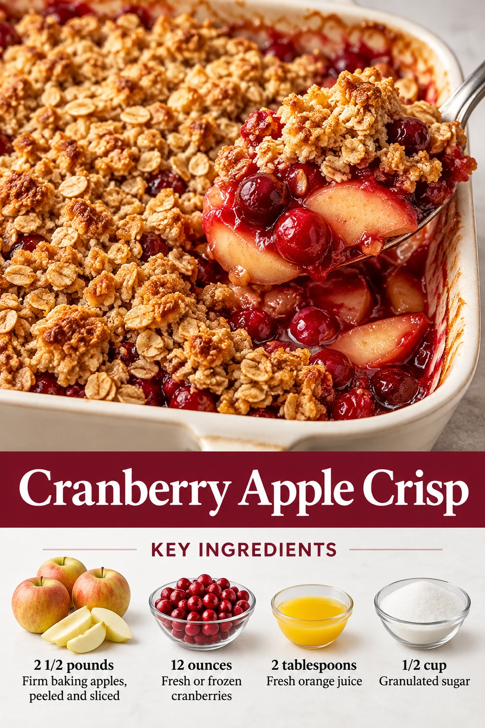 Portrait cranberry apple crisp graphic