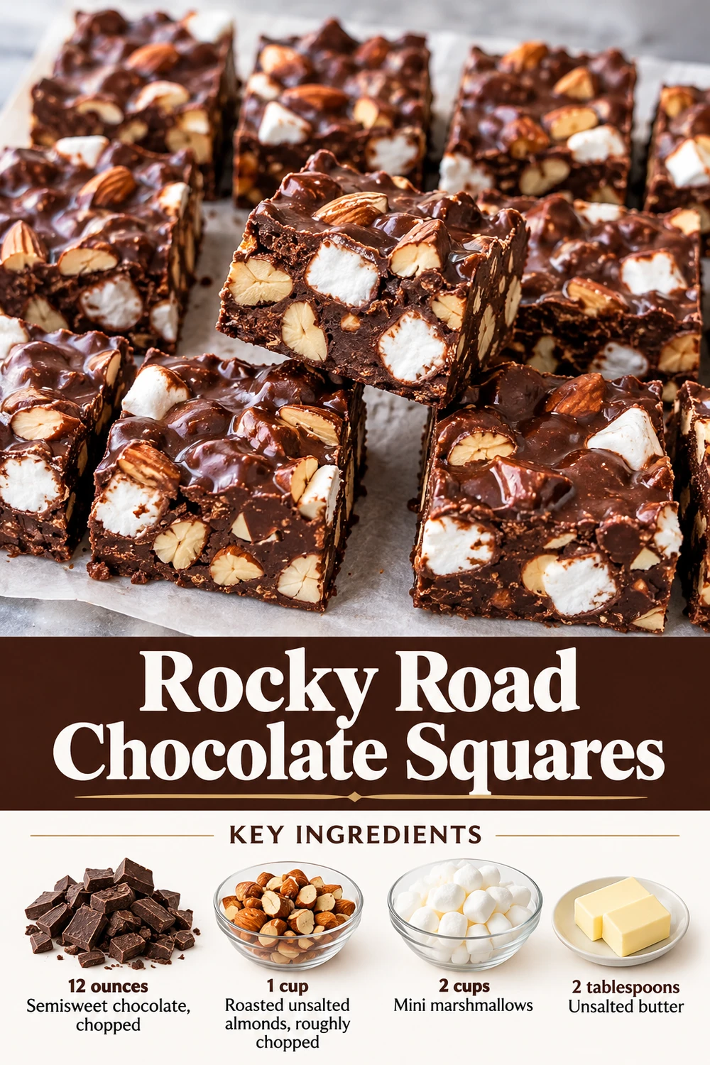Portrait rocky road chocolate squares graphic