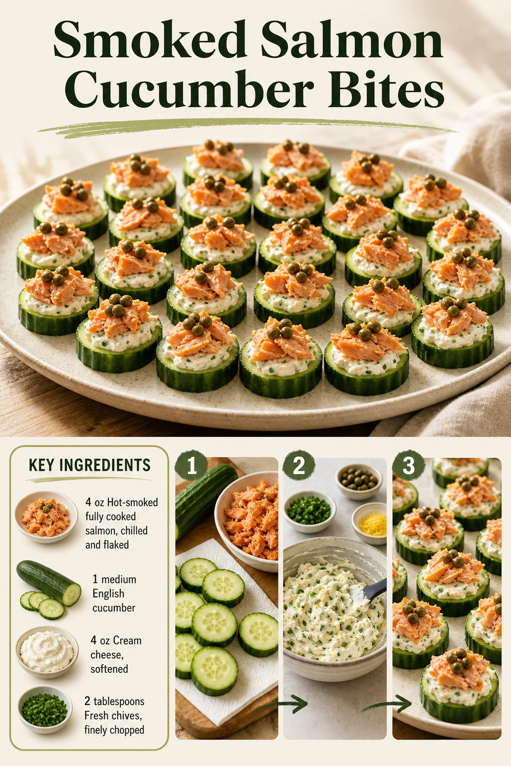 Portrait smoked-salmon cucumber-bite appetizer graphic
