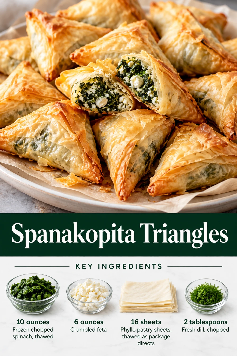 Portrait spanakopita triangles graphic